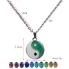 Trendy Tai Chi Yin and Yang Thermochromic Pendant Mens Necklace Designer Jewelry South American Stainless Steel Silver Chain Choker Necklaces for Man Gift Party