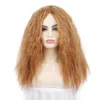 Women's wig head set light brown medium split long curly hair full head set corn perm fluffy curly hair wig