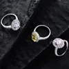 Küme Yüzükleri S925 Gümüş Yüksek Karbonlu Elmas Kadınlar 5.6Ct Oval Yüzük Kadın 8 12mm Yumurta Tasarımı Lüks Takı Kız Hediye Lady Party