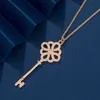 Designer Brand Tiffays Gold Chinese Knot Key Necklace Simple and Luxury Full Diamond Elegant Sweater Chain