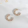 Orecchini a cerchio Badu Spiral Twisted For Women Placcato oro Cerchio geometrico Strass Trendy Party Jewellry Regali raffinati