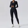 Yoga Outfit 3 Pitch Women Tracksuit Yoga مجموعة تجريب الرياضة الرياضية الصالة الرياضية اللياقة البدنية للياقة طويلة الأكمام المحصول أعلى طماق الخصر الباطن الرياضية 231122