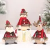 Weihnachtsdekorationen, Weihnachten, lang, flauschig, rot, kariert, Stoff, älterer Schneemann, Elch, Figur, Puppendekoration, Weihnachtsdekoration, Zubehör 231122