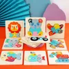 New New 3D Puzzle Cartoon Animals Vehicle Cognitive Jigsaw Puzzle Wooden Toys for Children Baby Puzzle Game Gift 2023