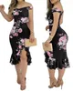 Vestidos casuais 2023 Impressão floral de verão fora de ombro body bodycon Vestido sexy festas em vos elegantes para mulheres