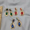 Stud Earrings States With Qingdao Jewelry Earring Fashion Personality Joker Multicolor Needles Real Gold Plated Glass D91