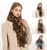 Lenços moda cachecol quente leopardo impresso borlas cashmere longo envoltório xale acessórios de inverno pashmina hijabs bandanas