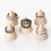 Jewelry Pouches 3Pcs/5Pcs One Set Solid Wood Ring Rack Display Stand Conical Base Storage Holder Counter Props Organizer