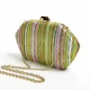 Multi-Color Stripe Handbags Temperament Elegant Bags For Women Fashion Luxury Designer Lady Evening Bags