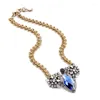 Choker Noble Women Jewelry 2023 Fashion Trending Diamante Big Crystal Blue Bib Statement Necklace Chokers