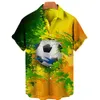 Casual shirts voor heren Hawaiiaanse korte mouwen Braziliaans voetbal Gedrukt 3D Plus Size Summer Beach Designer Street Shirt 2 PCS One Lot