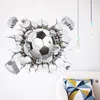 Autocollants muraux 3d Football Football trou cassé vue maison décalcomanie impression affiche pour chambre d'enfants Sport garçons chambre murale décorative