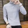 Herrtröjor 2023 Solid Color Stripe Turtleneck tröja Autumn Winter Rollneck varm stickad Keep Men Jumper