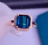 Bagues en grappe E401 Bague Tourmaline 3.1ct Bijoux fins Or 18 carats Pierres précieuses bleues naturelles Diamants Femme Pour femme