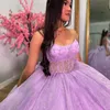 Mexican Lavender Shiny Off The Shoulder Ball Gown Quinceanera Dress 2024 Beaded Lace Birthday Gowns Sweet 16 Dress Lace-up