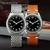 Relógios de pulso Ironwatch Pilot Watch 38mm Militar Estilo Minimalista Personalizado Calendário Luminoso À Prova D 'Água Relógio Mecânico Automático Q231123