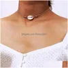 Chokers White Shell Choker Necklce Sier Gold Chain Women Halsband Beach Fashion Jewlery Will and Drop Leverans smycken Halsband håller Dh47i