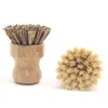 Yuvarlak Ahşap Fırça Kolu Pot Bulaşık Ev Sisal Hurma Bambu Mutfak İşleri Ovmak Temizleme Fırçaları