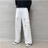 Men's Pants DEEPTOWN Y2K Techwear Cargo Men White Straight Trousers Male Goth Korean Fashion Streetwear Hip Hop Loose Casual Spring