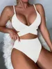 Maillots de bain pour femmes Sexy Cross Halter Push Up Bikini Brésilien Bikinis Femmes Côtelé Bandage Plage Taille Haute Maillots De Bain Femme Biquini