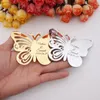 Party Supplies 20st/Lot Custom Acrylic Mirror Butterfly Taggar Personligt namn Datum Present Hollow Out Designinbjudningskort