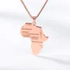 Chains Africa Map hanger ketting voor vrouwelijke mannen Charm Kraagketen Hip-Hop Style African Roestless Steel Sieraden