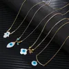 Ketten 2023Women's Messing Schmuck Mode-Accessoires Hamsa Blue Eye Necklace18k Gold überzogene Blatt-Halsketten-Muschel-Stein-Gewohnheit