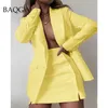 Zweiteiliges Kleid Mode Frauen Streetwear Candy Farbe Basic Blazer Sets Mantel Seitenknöpfe Rock Slim Anzug Jacke Anzüge Büro Dame S XXL 231123
