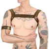 Sexy herenharnas Exotische lingerie Borsthalster met armband Bondage Body Belt Stage Party Club Nachtkleding