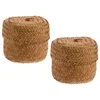 Vases 2 Pcs Flower Box Hand Woven Gift Basket Wicker Storage Baskets Lids Grocery Desktop Sundry Organizer Seaweed Small Containers