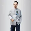 Ethnische Kleidung 3colors Mode Männer im chinesischen Stil Tang-Anzug Hemden Retro Hanfu Casual Tops Tai Chi Mäntel Baumwolle Leinen Qipao Bluse