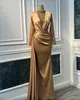 Plus Size Arabic Aso Ebi Luxurious Mermaid Champagne Prom Dresses Beaded Crystals Evening Formal Party Second Reception Birthday Engagement Gowns Dress