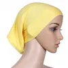 Caps de hijab de cor sólida Caps subscarf Turbano muçulmano para mulheres lengies lenço de cabeça da cabeça da cabeça 20 cores sólidas preto puple rosa preto cinza