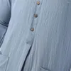 Ethnische Kleidung Herren Muslim Saudi Jubba Kaftan Lose Ganzkörper-Thobe-Robe Top Vintage V-Ausschnitt Roben Männer