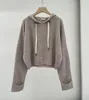 Nya kvinnors tröjor Designer Black/Ivory/Khaki Wool Pullover med hoodies High End Loose Short Sweaters 112303