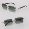 Modelo Moissanite Diamond Set Gafas de sol para mujer Hombre Original Mármol Negro Cuerno de búfalo Rimles Gafas de sol Gafas masculinas Gafas de sol de lujo con corte de diamante Nuevas gafas