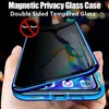 Coque magnétique en verre trempé pour iPhone, compatible modèles 14, 13, 12, 11 Pro, XS Max, Mini, XR, 6, 6S, 7, 8 Plus, Se, Anti-espion, aimant en métal