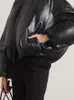 Super Thick Leather Jacket Women Long Sleeve Warm Zipper Pocket Female Cotton Coat New Fashion Street Solid Lady Parka