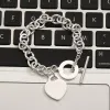 Braccialetti con lettera doppia T di design 100% argento sterling 925 originale autentico classico braccialetto con chiave a cuore regalo squisito braccialetto da donna gioielli