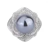 Łańcuchy prawdziwe klejnoty miedziane platyna platyna 2023 styl ormosia perłowy kwiat diamentowy pierścień damski 14 mm wysokie kwalifikacje