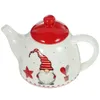 Dinnerware Sets Christmas Teapots Ceramic Coffee Kettle Santa Gnome Design Farmhouse Milk Pot Xmas Porcelain Loose Leaf Nordic