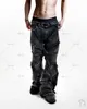 Men's Jeans Y2K Punk Black American Street Rock Retro High Waist Oversized Men 2023 Raw Edge Washed Straight Wide Leg Trousers 231122