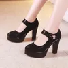 Dress Shoes 6cm 8cm 10cm Block Heel Platform Pumps Women 2023 Spring Floral Black High Heels Ladies Elegant Office Shoe 41 42 43