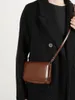 Sacs de soirée Femmes Brown Petit Sac Carré Cuir de vachette brillant Véritable Cuir Épaule Cross-Body Niche Luxe Haut de gamme Femme Tofu