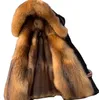 Kurtki mężczyzn Down Długie wodoodporne faux futra dla mężczyzny zimowa kurtka puffer kurtka mężczyźni zimowi ciepłe płaszcze mężczyzn ubrania 231123