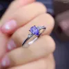 Klusterringar fina smycken 925 sterling silver inset med naturlig ädelsten lyxig vatten droppe damer tanzanite ol stil ring support de