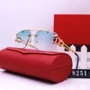 Modedesigner-Sonnenbrillen für Damen, Herren-Brillen, Sonnenbrillen, Design-Marke, Carti-Brillen, blauer Luxus-Metallrahmen, dunkle Glaslinsen mit besseren schwarzen Gehäusen, Lunettes
