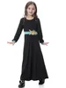 Etniska klädflickor Muslimska Abaya barn långärmad maxi klänning Turkiet Arab Kaftan Islamiska party Holiday Gown Bön Jilbab Robe Child Child