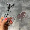 Sunglasses Vintage Heart Women Fashion Luxury Rhinestone Decoration Cat Eye Men Eyeglasses Oculos Clear Glasses