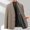 Мужские костюмы, элитный шерстяной костюм, осень и зима 2023, модный деловой повседневный шерстяной легкий роскошный толстый кардиган, пальто